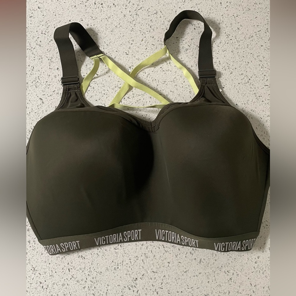 Green High-Impact Sports Bra with Crisscross Back